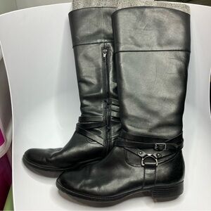 Lauren Ralph Lauren Savion knee high leather‎ boots black size 9.5